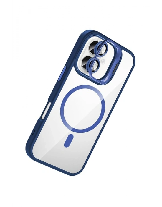 Joko Apple iPhone 16 Remim Lensli Magsafe Standlı Kapak - Lacivert
