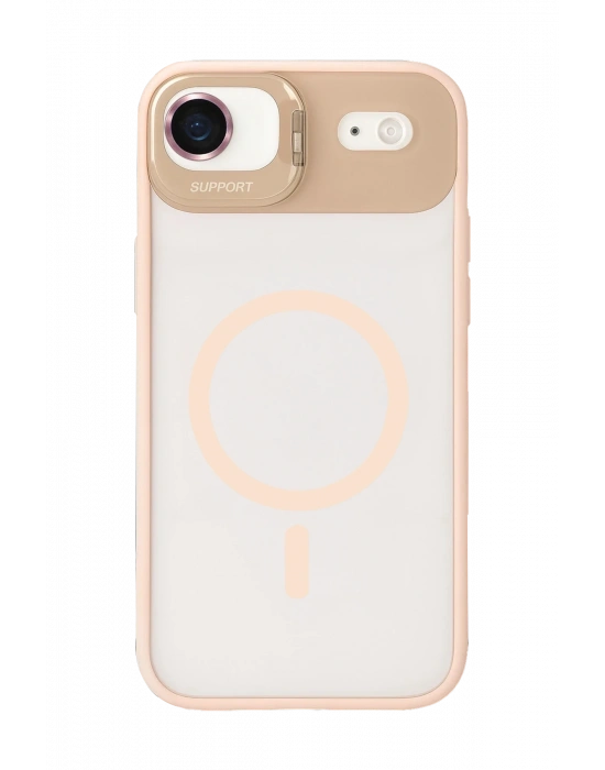 Joko Apple iPhone 17 Air Remim Lensli Magsafe Standlı Kapak - Pembe