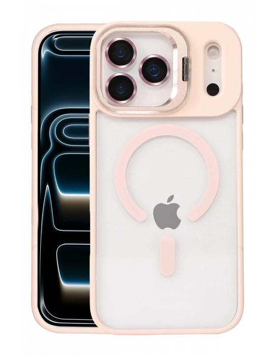 Joko Apple iPhone 17 Pro Max Remim Lensli Magsafe Standlı Kapak - Pembe