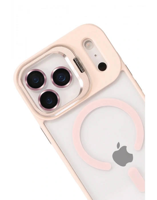 Joko Apple iPhone 17 Pro Max Remim Lensli Magsafe Standlı Kapak - Pembe