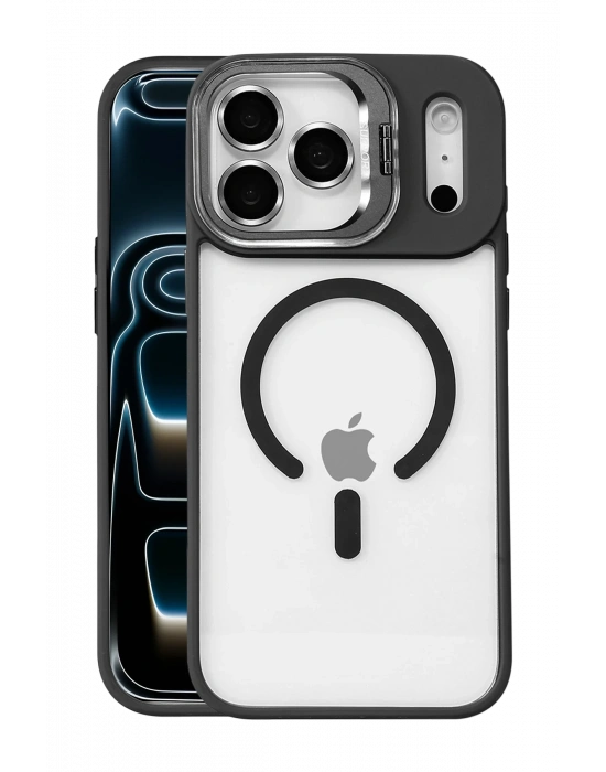 Joko Apple iPhone 17 Pro Max Remim Lensli Magsafe Standlı Kapak - Siyah