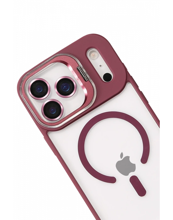 Joko Apple iPhone 17 Pro Remim Lensli Magsafe Standlı Kapak - Bordo