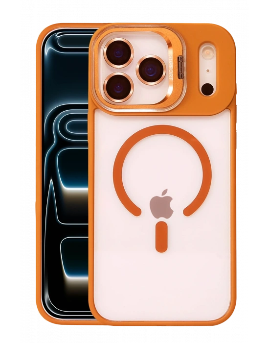 Joko Apple iPhone 17 Pro Remim Lensli Magsafe Standlı Kapak - Turuncu