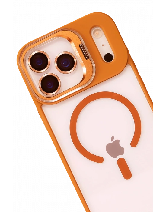 Joko Apple iPhone 17 Pro Remim Lensli Magsafe Standlı Kapak - Turuncu