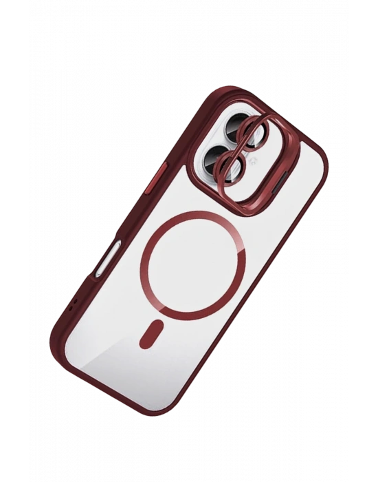 Joko Apple iPhone 17 Remim Lensli Magsafe Standlı Kapak - Bordo
