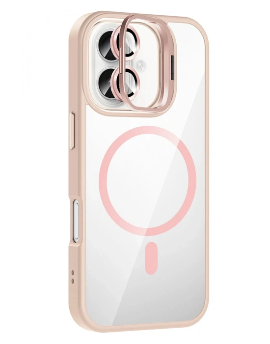 Joko Apple iPhone 17 Remim Lensli Magsafe Standlı Kapak - Pembe