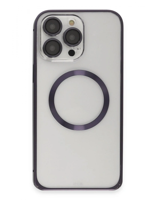 Joko iPhone 14 Pro Kılıf Metal Bumper Magneticsafe Kapak - Derin Mor