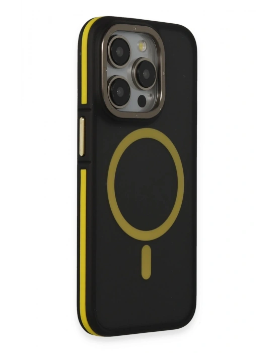 Joko iPhone 14 Pro Max Kılıf Rocky Magsafe Kapak - Siyah-Sarı