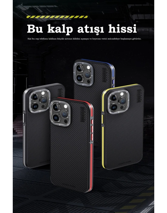 Joko iPhone 15 Pro Kılıf Aramid 600D Kevlar Karbon Fiber Magsafe Kapak - Gri