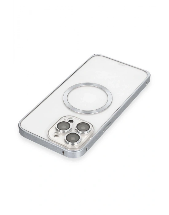 Joko iPhone 15 Pro Max Kılıf Metal Bumper Magneticsafe Kapak - Gri
