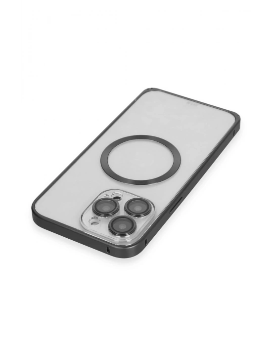 Joko iPhone 15 Pro Max Kılıf Metal Bumper Magneticsafe Kapak - Siyah