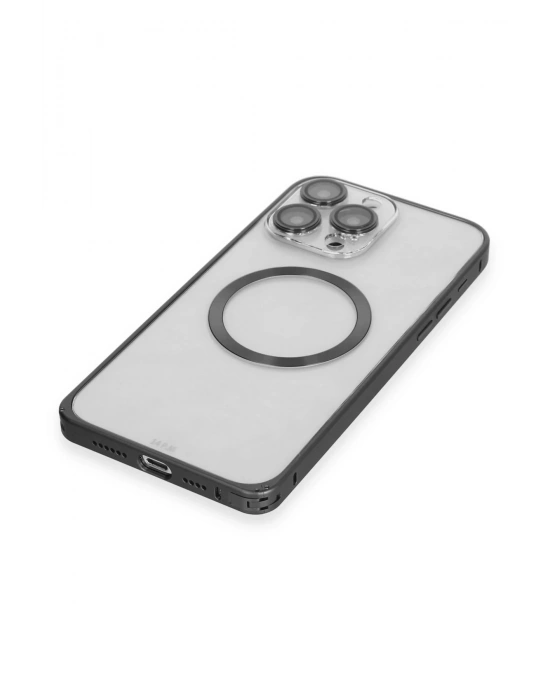 Joko iPhone 15 Pro Max Kılıf Metal Bumper Magneticsafe Kapak - Siyah