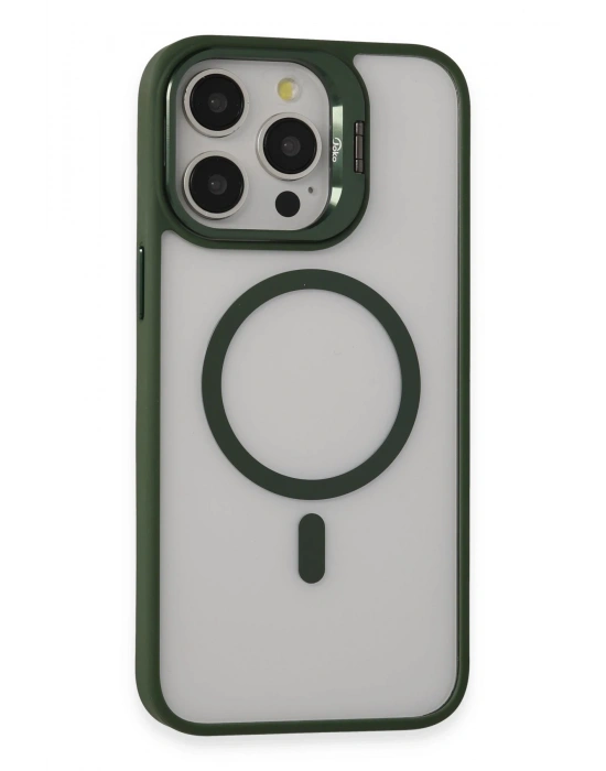 Joko iPhone 15 Pro Max Kılıf Roblox Lens Magsafe Standlı Kapak - Koyu Yeşil