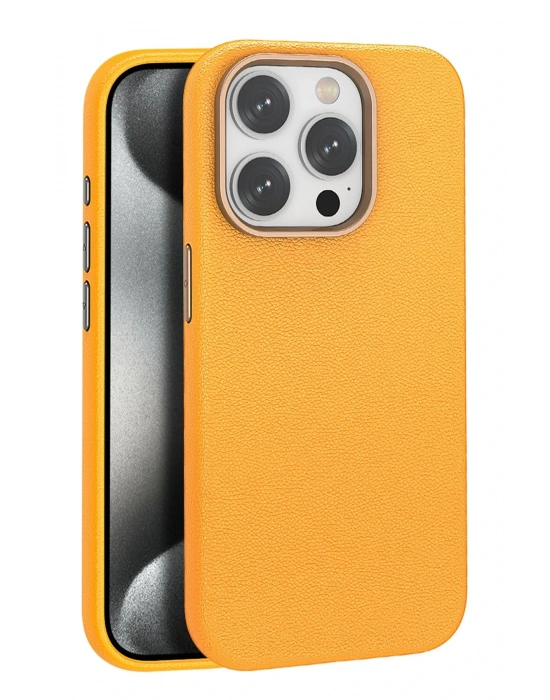 Joko iPhone 15 Pro Max Kılıf Wonder Deri Magsafe Kapak - Turuncu