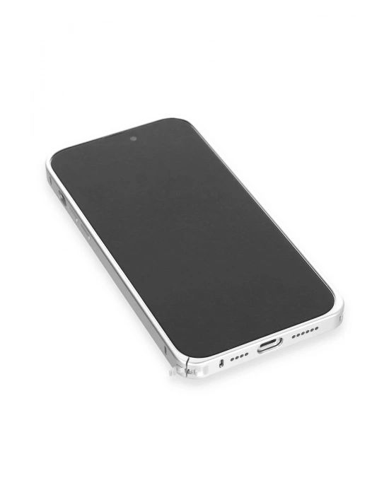 Joko iPhone 15 Pro Max Metal Bumper Mat Kapak - Gümüş
