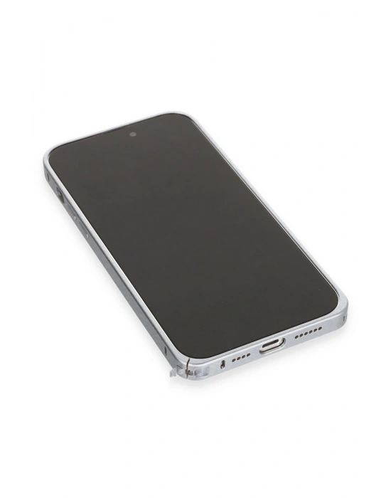 Joko iPhone 15 Pro Metal Bumper Mat Kapak - Gri