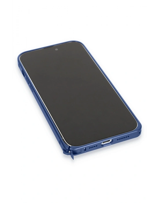 Joko iPhone 15 Pro Metal Bumper Mat Kapak - Lacivert