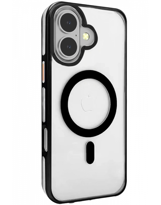 Joko iPhone 16 Gleam PC Sert Magsafe Kılıf - Şeffaf-Siyah