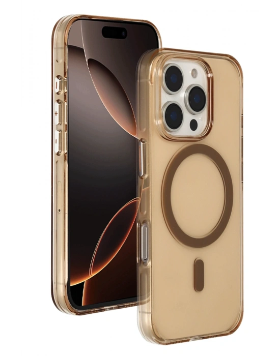 Joko iPhone 16 Pro Max Gleam PC Sert Magsafe Kılıf - Şeffaf-Gold