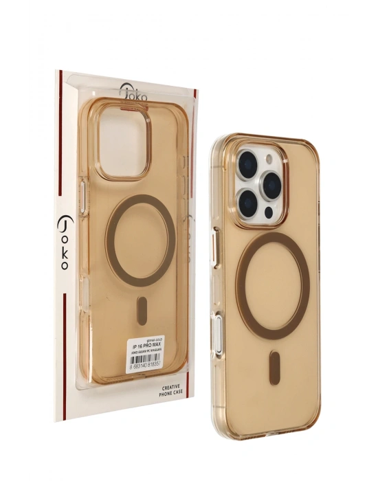 Joko iPhone 16 Pro Max Gleam PC Sert Magsafe Kılıf - Şeffaf-Gold
