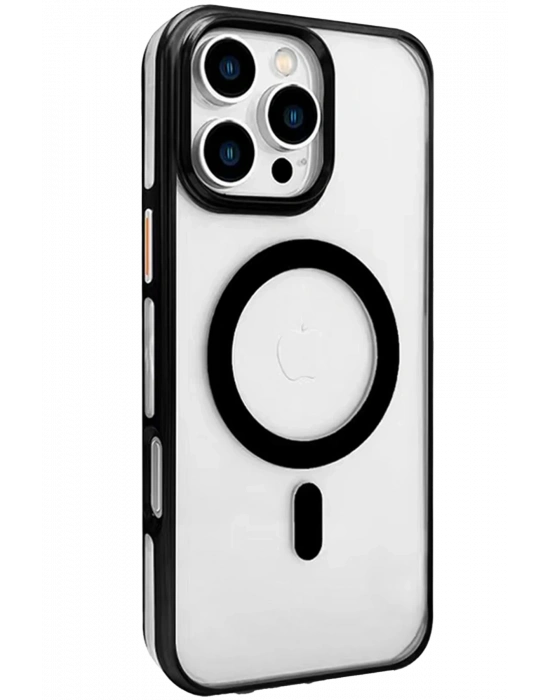 Joko iPhone 16 Pro Max Gleam PC Sert Magsafe Kılıf - Şeffaf-Siyah