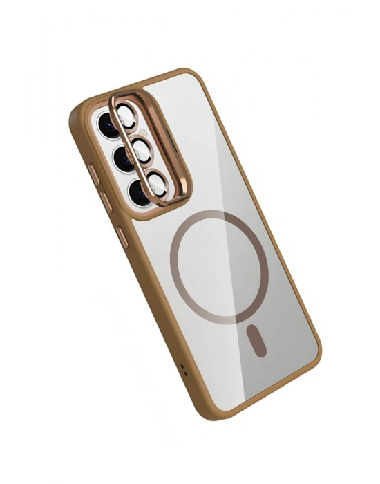 Joko Samsung Galaxy S24 FE Remim Lensli Magsafe Standlı Kapak - Kahverengi