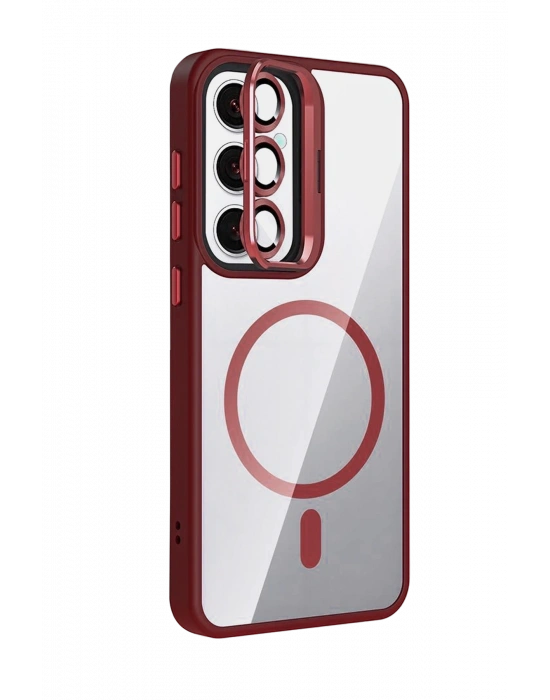 Joko Samsung Galaxy S25 FE Remim Lensli Magsafe Standlı Kapak - Bordo