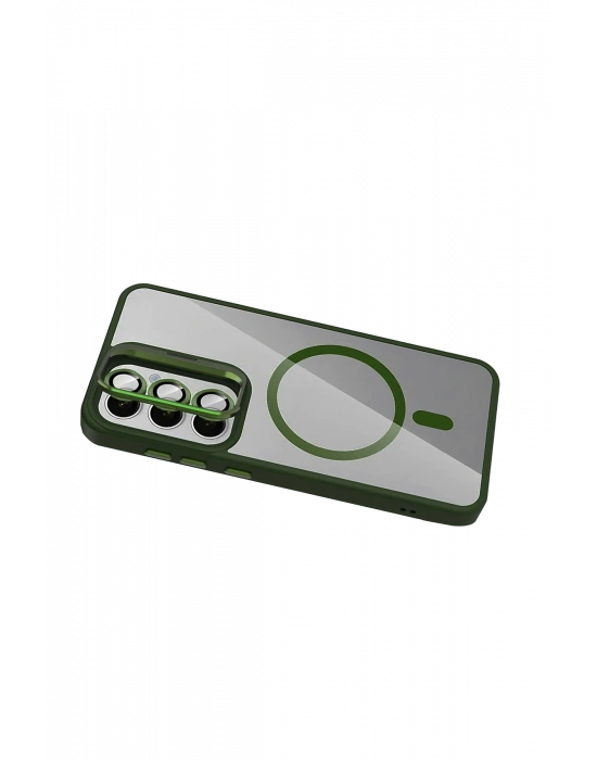 Joko Samsung Galaxy S25 Remim Lensli Magsafe Standlı Kapak - Koyu Yeşil