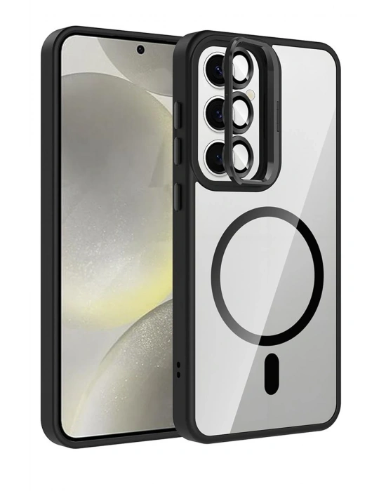 Joko Samsung Galaxy S25 Remim Lensli Magsafe Standlı Kapak - Siyah