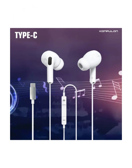 Konfulon INA16 Type-C Kablolu Kulak İçi Kulaklık - Beyaz