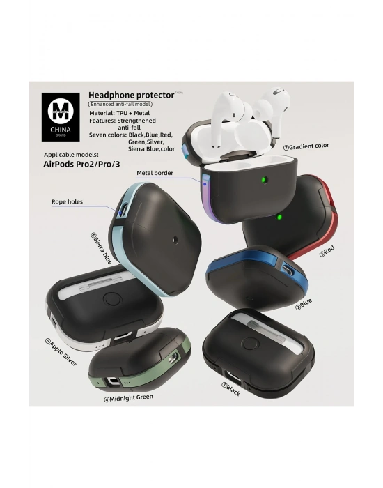 Movenchy Airpods 3 (3.nesil) MO-A8 Armor Kılıf - Rainbow