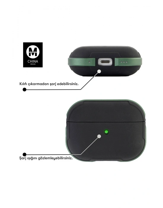 Movenchy Airpods Pro 2 (2.nesil) MO-A8 Armor Kılıf - Kırmızı