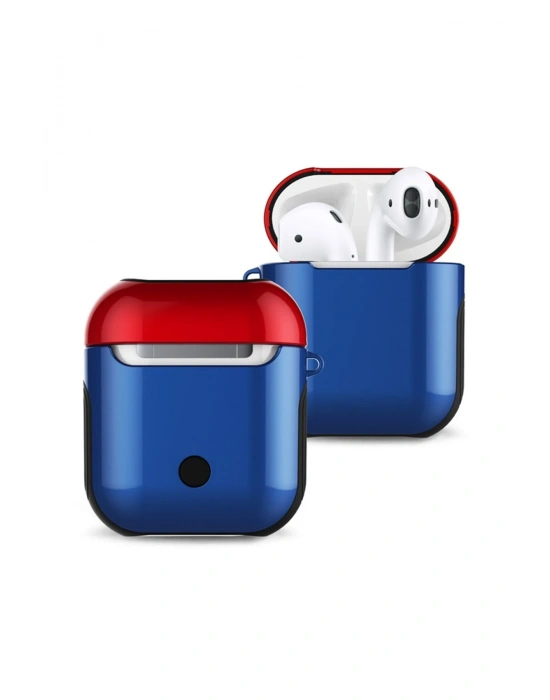 Newface Airpods 2 (2.nesil) 3in1 Kılıf - Lacivert-Kırmızı