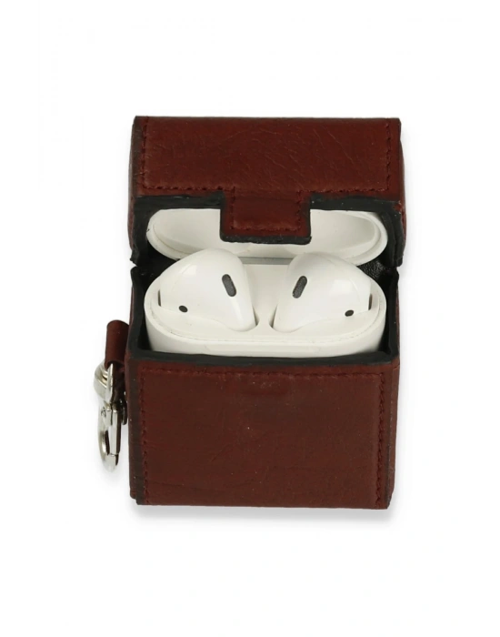 Newface Airpods 2 (2.nesil) Deri Kılıf - Bordo