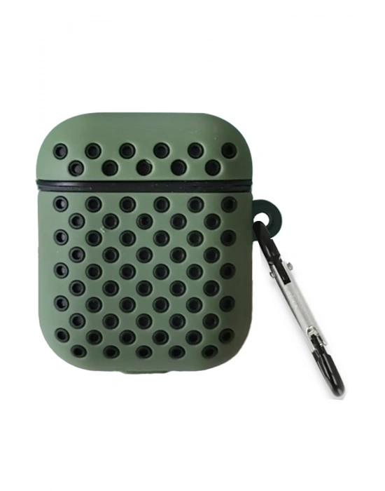 Newface Airpods 2 (2.nesil) Spor Delikli Kılıf - Haki Yeşil-Siyah