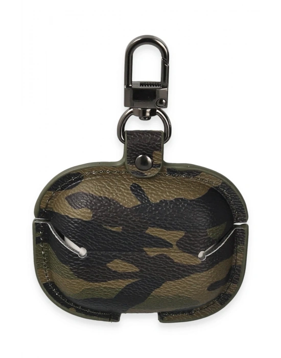 Newface Airpods 3 (3.nesil) Çanta Kamuflaj Deri Kılıf - Haki Yeşil