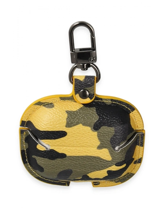 Newface Airpods 3 (3.nesil) Çanta Kamuflaj Deri Kılıf - Sarı