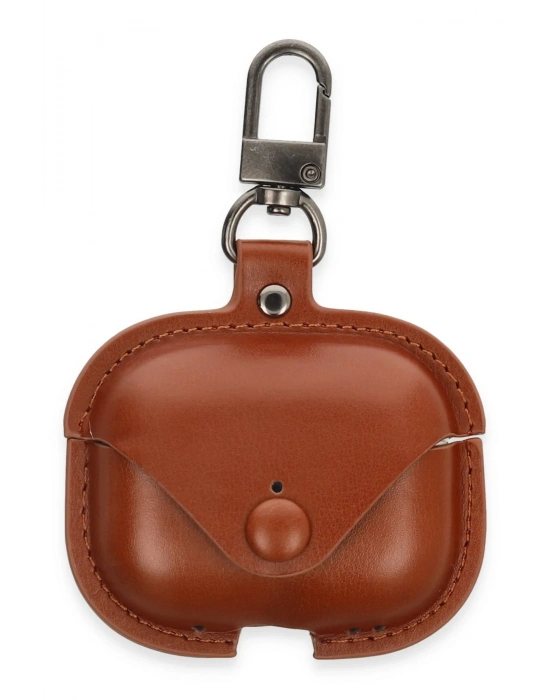 Newface Airpods Pro 2 (2.nesil) Çanta Deri Kılıf - Taba