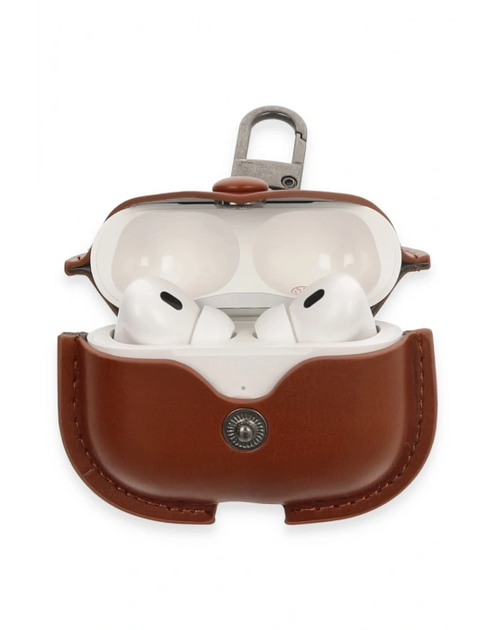 Newface Airpods Pro 2 (2.nesil) Çanta Deri Kılıf - Taba