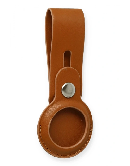 Newface Airtag Askılı Deri Kılıf - Taba