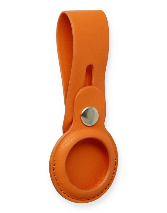 Newface Airtag Askılı Deri Kılıf - Turuncu