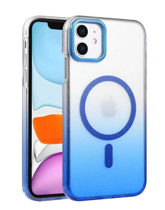 Newface Apple iPhone 11 Glossy Magsafe Kapak - Mavi