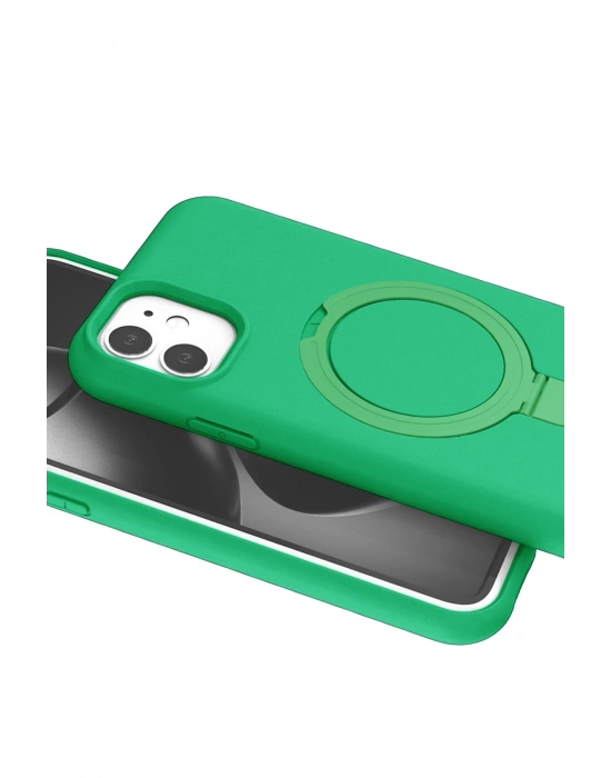 Newface Apple iPhone 11 Regal Magsafe Standlı Kapak - Yeşil