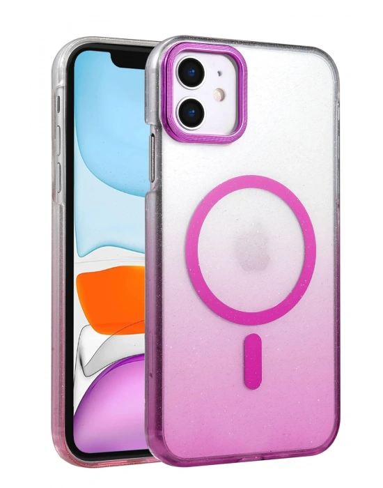 Newface Apple iPhone 12 Glossy Magsafe Kapak - Mor