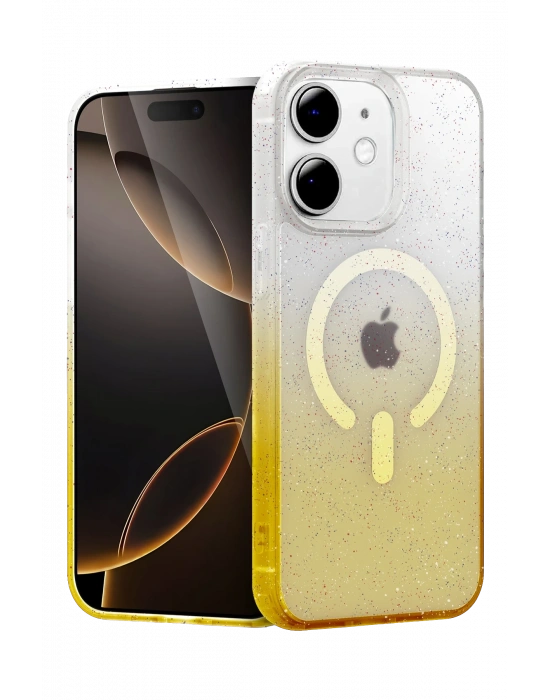 Newface Apple iPhone 12 Pummel Shiny Magsafe Kapak - Gold