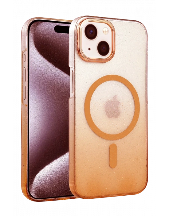 Newface Apple iPhone 14 Glossy Magsafe Kapak - Turuncu