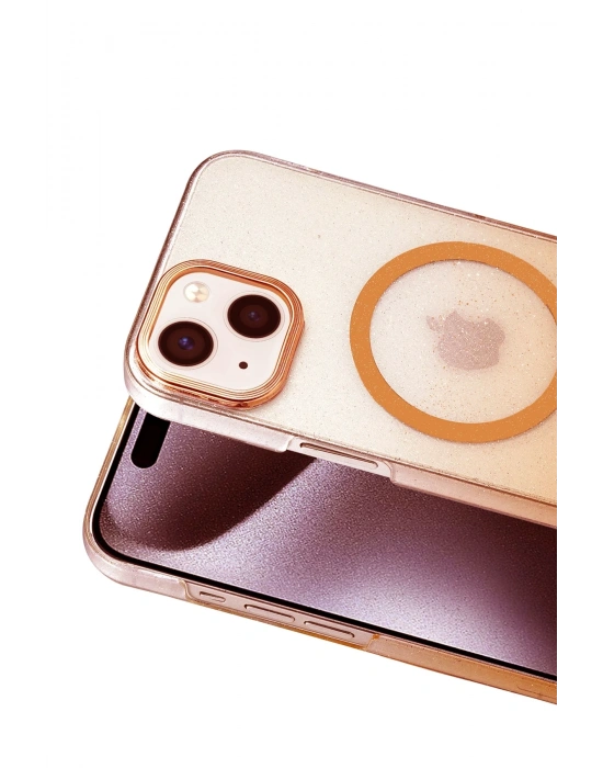 Newface Apple iPhone 14 Glossy Magsafe Kapak - Turuncu