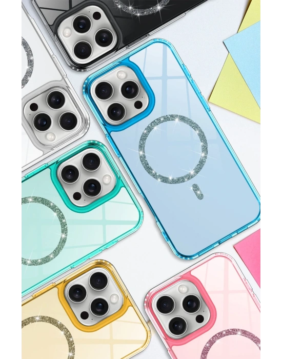 Newface Apple iPhone 14 Live Diamond Magsafe Kapak - Turuncu