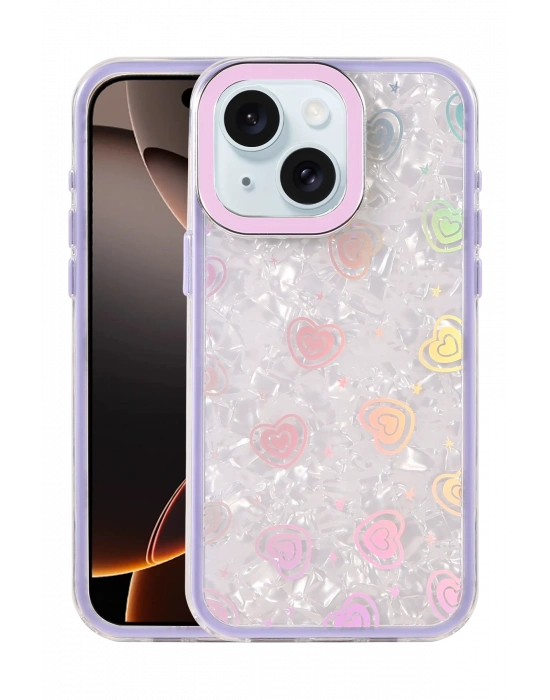 Newface Apple iPhone 14 Lumi Desenli Kapak - Mor