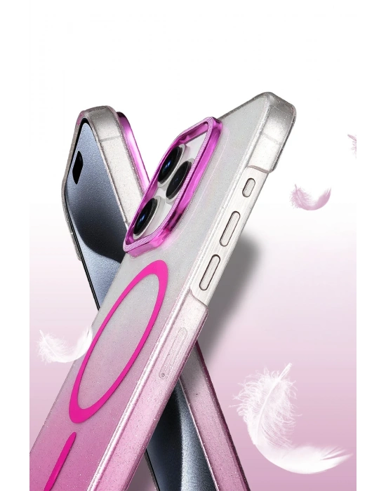 Newface Apple iPhone 14 Pro Max Glossy Magsafe Kapak - Çöl Titanyum